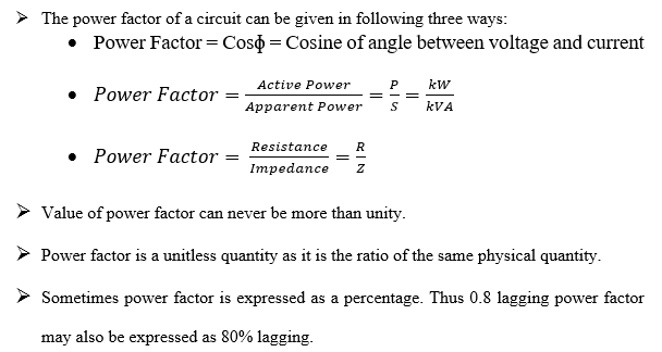 Power factor conclusion